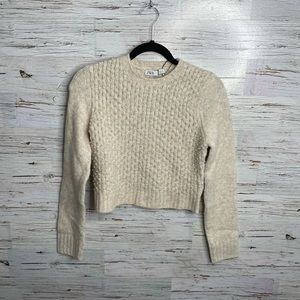 Zara crop sweater oatmeal cream pearl small NWT